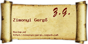 Zimonyi Gergő névjegykártya